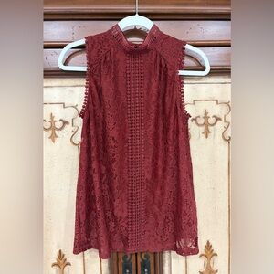 Cable & Gauge Rust Lace Top - S